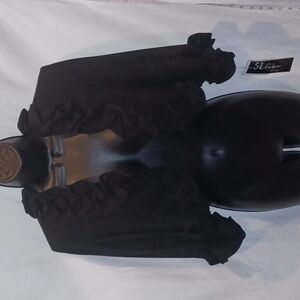 SL Fashions sheer sleeve, ruffle front and sleeve bolero jacket, NWT